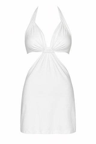 Weißes Minikleid mit V-Ausschnitt