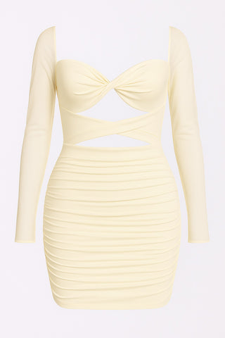 Sand Twist-Ausschnitt Minikleid