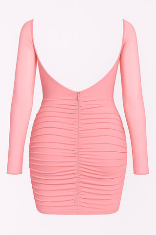 Mauve Twist-Ausschnitt Minikleid