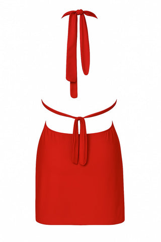 Rotes Minikleid mit V-Ausschnitt