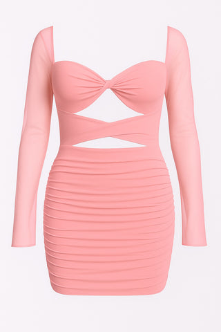 Mauve Twist-Ausschnitt Minikleid