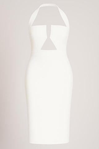 Weißes Cut Out Halter Midikleid - Limitiert